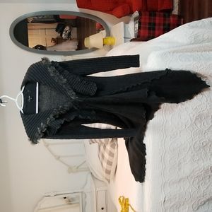 HI-low long sweater, shawl collar sz s